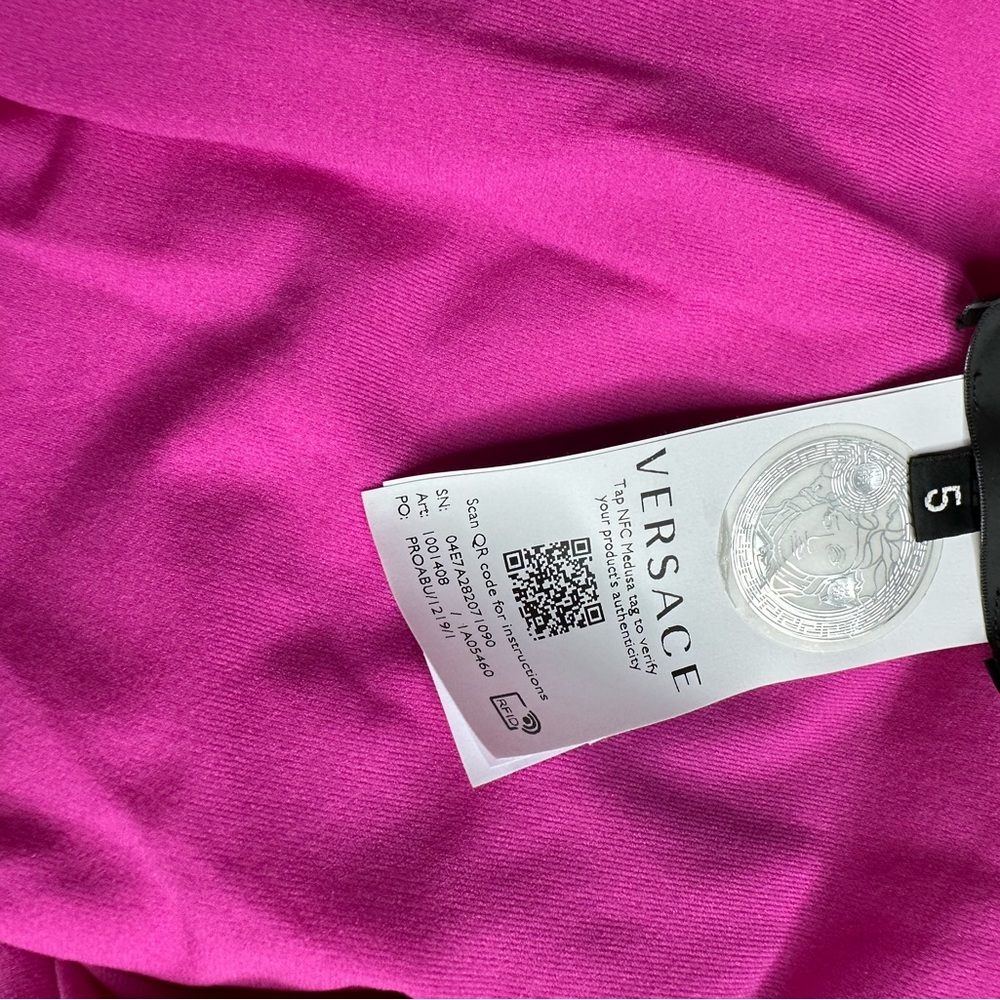 Versace Lycra Vita Pink & White One Piece Swimsuit Size 5/X Large - Picture 12 of 12